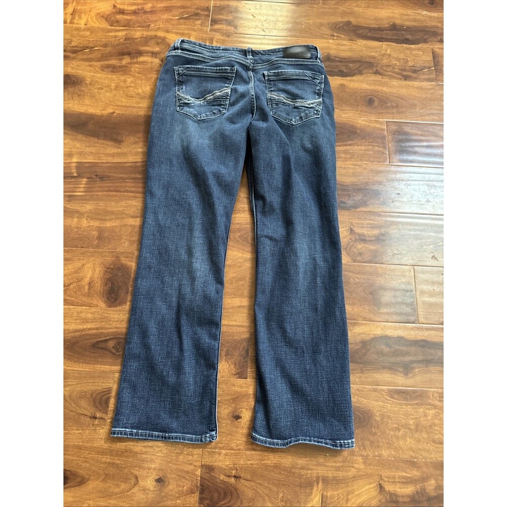 BKE Jeans Mens 34x32 Blue Tyler Straight Whiskers Faded Denim Grunge Y2K Stretch
